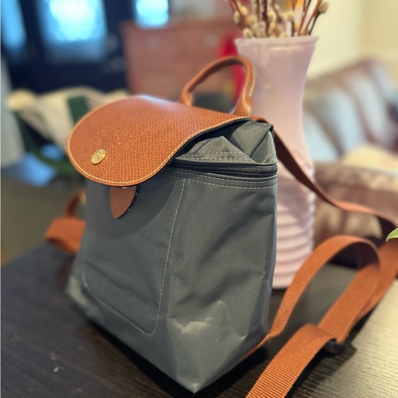 Longchamp mini le pilage canvas backpack in gunmetal - Picture 4 of 9